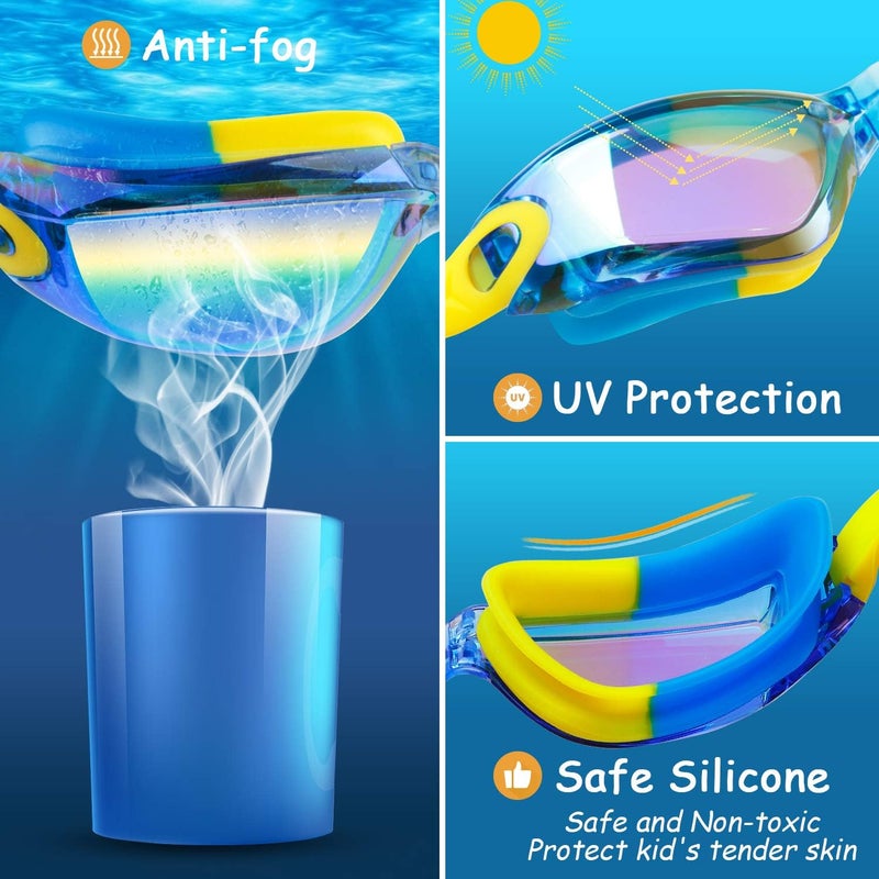 COOLOO Kids Swim Goggles, 2 Packs Swimming Goggles for Kids Girls Boys and Child Age 4-16 - Image 3